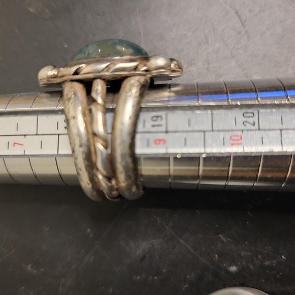 Sterling Silver Moss Agate Hand Crafted Rustic Ring signed ELF Craft Si… - Picture 12 of 13